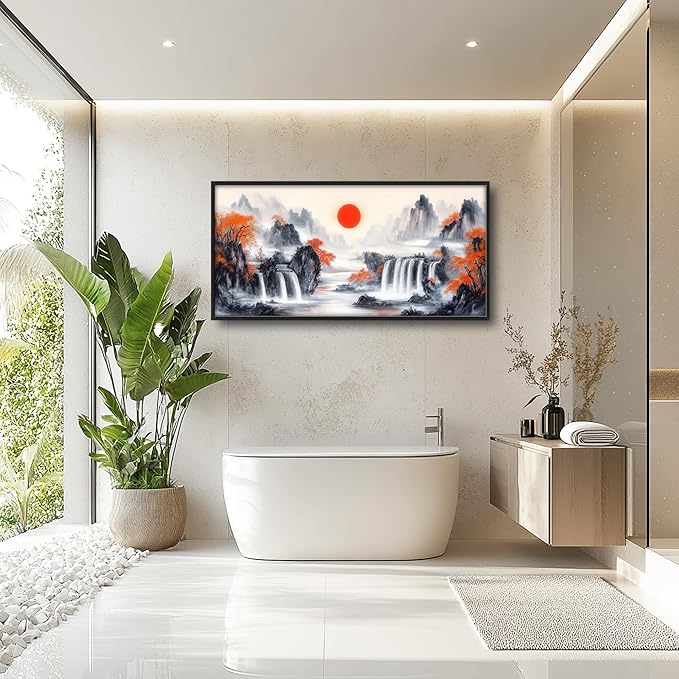 Lovira Japanese Mountain Landscape Large Wall Art Japan Canvas Wall Decor Pictures Prints Painting Framed Artwork for Living Room Bedroom Bathroom Kitchen Office 30"x60"