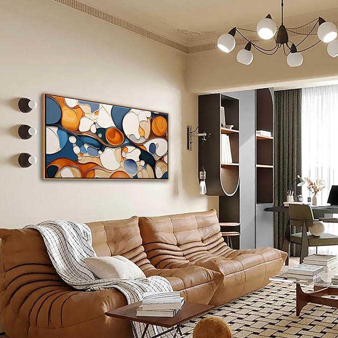 Abstract Canvas Wall Art - Colorful Framed Wall Decor for Living Room, Bedroom, Office - Large Modern artwork picture, Bedroom Aesthetic Room Wall Decorations, Oil Painting Wall Art
