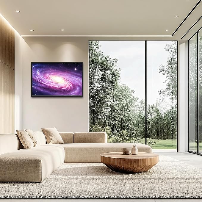 Lovira Outer Space Galaxy Large Wall Art Rustic Universe Starry Sky Canvas Wall Decor Pictures Prints Painting Framed Artwork for Living Room Bedroom Bathroom Kitchen Office 24"x36"