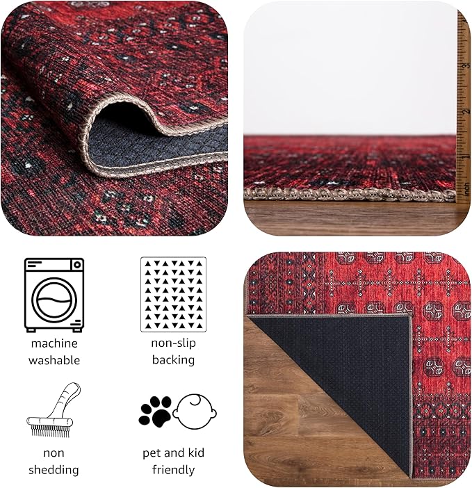 Keen Home Design 10x14 Rug - Machine Washable Area Rug with Non-Slip Backing, Ideal for Living Room, Dining Room, Bedroom - Vintage, Easy Clean, Durable, Low Pile Rug - (9'7" x 14')