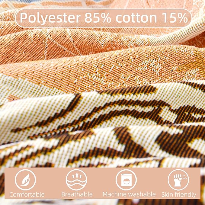 Boho Throw Blanket Reversible Cotton Bohemian Tapestry Hippie Room Decor Double Sided (Boho The Star 50"x60")