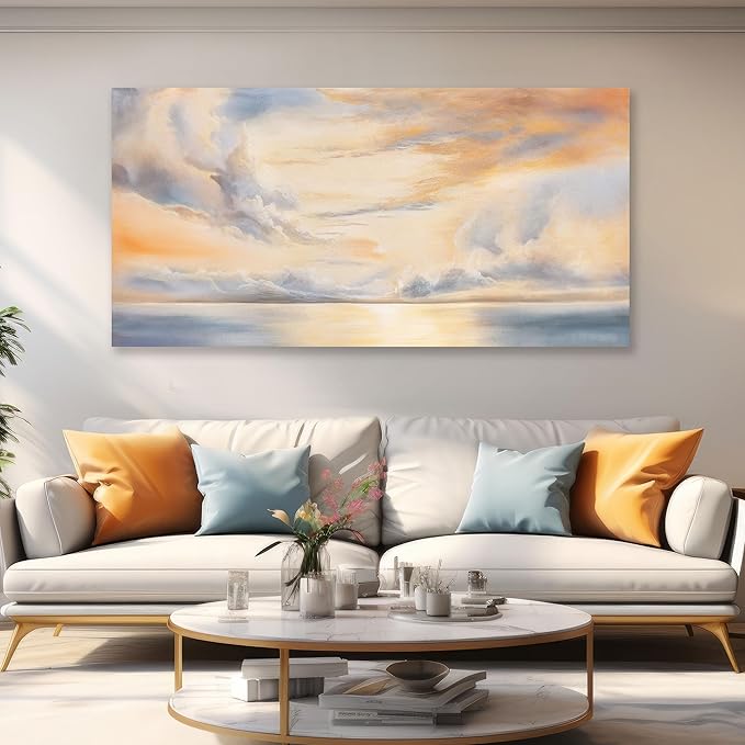 Glvzygy Abstract Wall Art Nature Scenery Wall Decor Sky Clouds Sunset Wall Art Prints Canvas Painting Wall Decor Artwork for Home Room Bathroom Living and Office Home Decor Wall 24"x48"