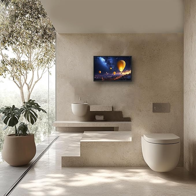 Olivine Hot Air Balloon Wall Art, Cappadocia Landscape Pictures Wall Decor, Night Adventure Paintings, Travel Canvas Prints, Framed Artwork for Bathroom Bedroom Living Room Office Home 36"x24"