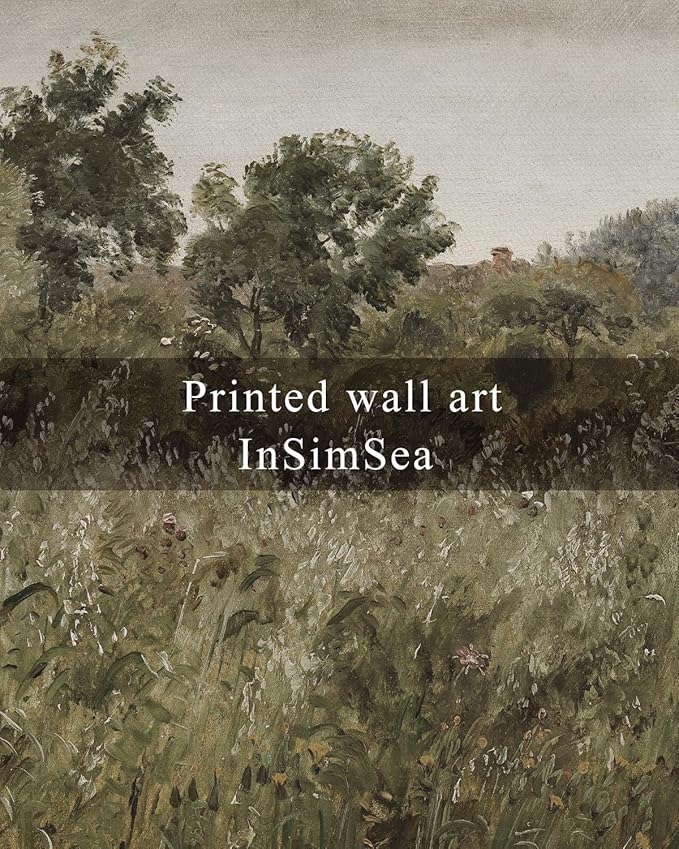 InSimSea Square Framed Canvas Wall Art, Vintage Decor Farmhouse Classical Field Wall Art Prints, Desk Decor, Natural Oil Paintings Home Decor for Living Room Bedroom, Kitchen, Office 16"x16"