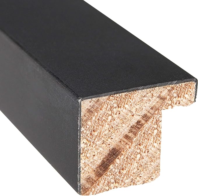 16x18 Frame Black Real Wood Picture Frame Width 0.75 Inches | Interior Frame Depth 0.5 Inches | Black Mid Century Photo Frame Complete with UV Acrylic, Foam Board Backing & Hanging Hardware