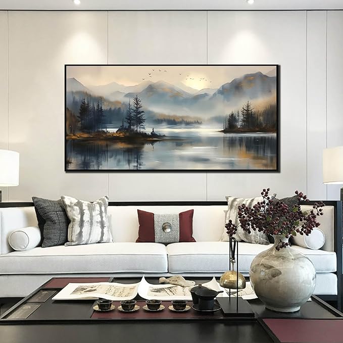 Landscape Wall Art for Living Room - Mountain Art Wall Decor for Office - Large Picture Frames for Wall Size 29" x 59"