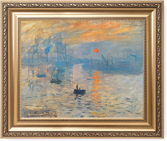 DECORARTS - Impression Sunrise Claude Monet Art Reproduction. Giclee Print& Museum Quality Framed Art for Wall Decor.Framed size: 26x22''