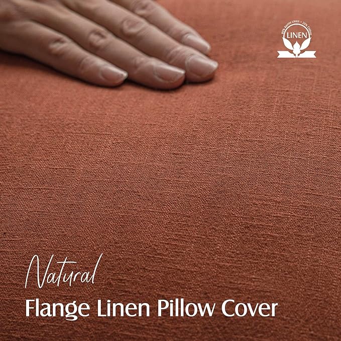 Foindtower Set of 2 Decorative Linen Fringe Throw Pillow Covers Farmhouse Cushion Cover with Tassels Soft Accent Pillowcase for Couch Chair Sofa Bed Living Room Home Decor,18×18 Inch,Fall Rust Orange