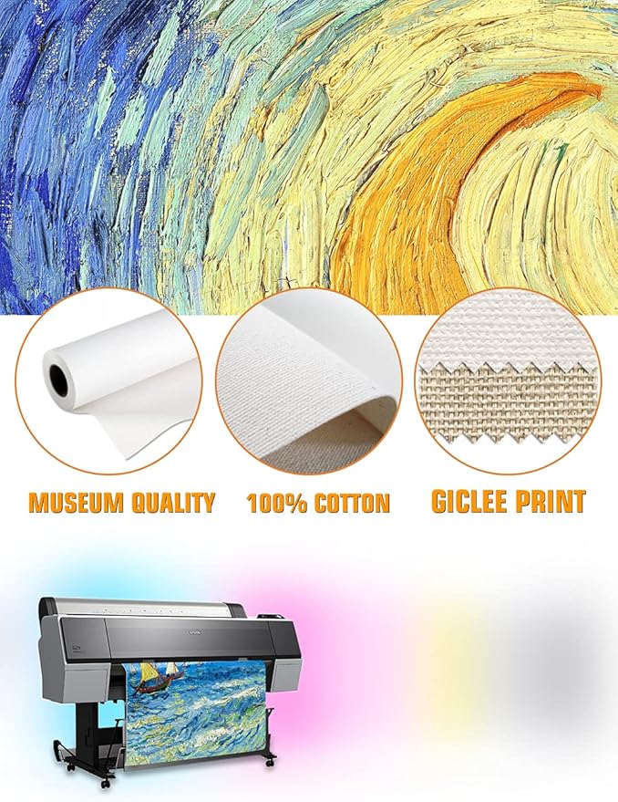 DECORARTS - Fishing Boats At Sea, Vincent Van Gogh Art Reproduction. Giclee Canvas Prints Wall Art for Home Decor 30x24