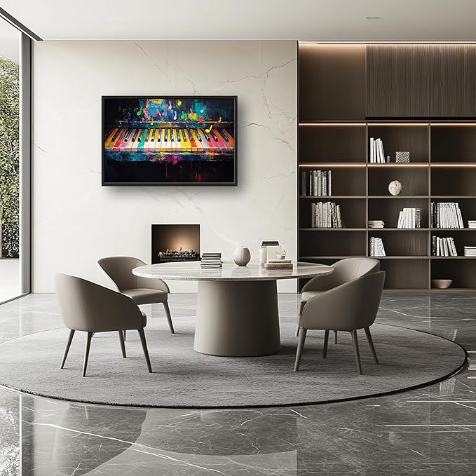 Piano Wall Art, Music Pictures Wall Decor, Note and Piano's Keys Canvas Prints Painting, Large Framed Artwork For Music Studio Living Room Bedroom Home Decorations 36"x 24"