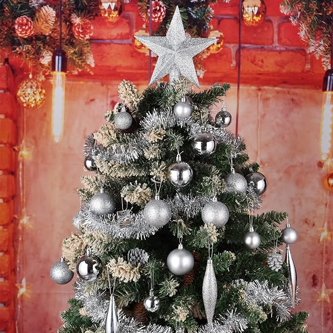Christmas Balls Tree Ornaments, Shatterproof Christmas Decorations Set with Reusable Hand-held Gift Package for Holiday Xmas Tree Decor (100, Silver)