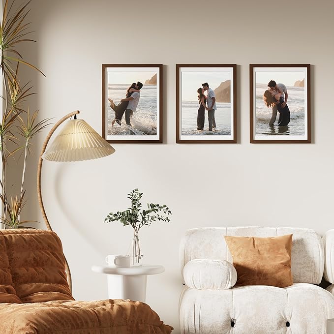 Vittanly 12x16 Picture Frame for Wall, Plexiglass, Displays Poster 11x14 with Mat or 12x16 without Mat, PVC Frame Material, Horizontal or Vertical Hanging, 1 Pack, Brown