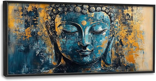 Olivine Buddha Wall Art, Zen Pictures Wall Decor, Rustic Religious Canvas Prints Painting, Framed Artwork for Bathroom Bedroom Living Room Office Home Spa Mediation Room Decoration 60"x30"