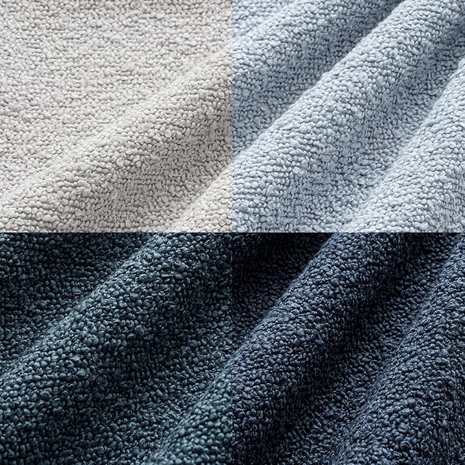 MIULEE Pack of 4 Decorative Textured Boucle Throw Pillow Covers 18x18 Inch Neutral Blue Accent Solid Pillow Cases Couch Cushion Covers for Modern Farmhouse Boho Chair Sofa Bed Livingroom Home Decor