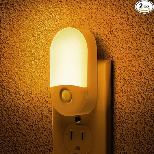 Amber Night Light, LOHAS Night Lights Plug into Wall[2 Pack], 0.6W 2000K LED Night Light, Dusk to Dawn Sensor, 30/60LM Adjustable Brightness, Automatic Low Blue Nightlight for Kid, Bathroom, Hallway