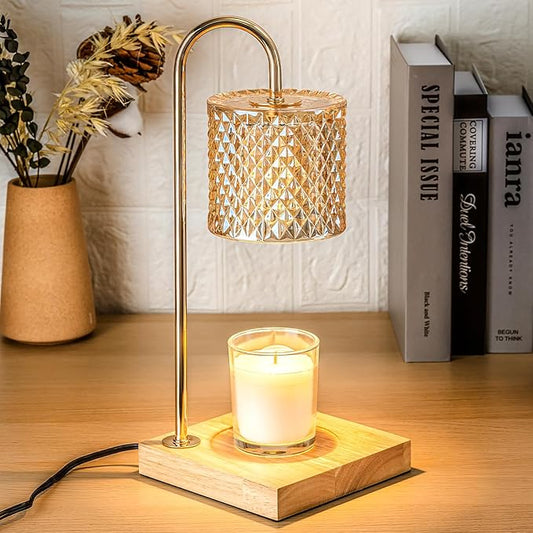Lamp Candle Warmer with Timer, House Warming Gifts New Home, Candle Wax Warmer, Aesthetic Room Home Bedroom Decor, Amber Lozenge Diamond