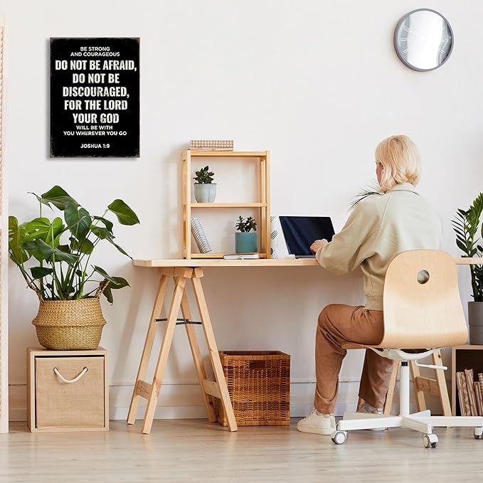 Be Strong and Courageous Joshua 1:9 Bible Verse Canvas Wall Art - Christian Scripture Inspirational Wall Decor for Prayer Room, Faith-Based Home Decor, Religious Gift for Women, Motivational Spiritual Living Room,bedroom Art. A-387