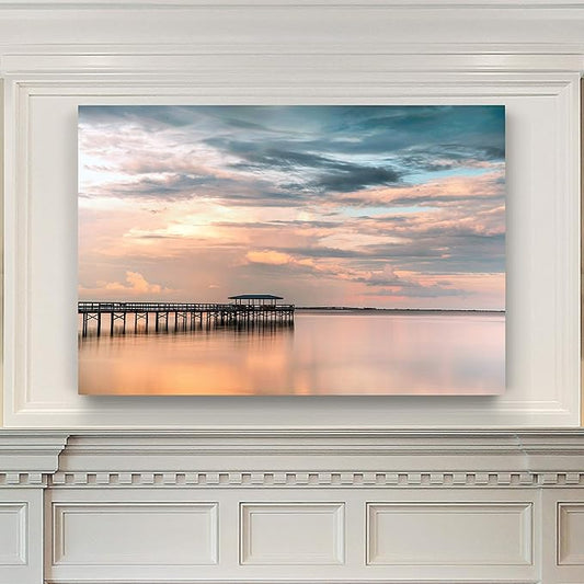 Renditions Gallery Nature Home Decor Landscape View of Sunset at Old Ocean Pier Wall Hanging Prints for Living Room Decorations - 24"X36" LT08
