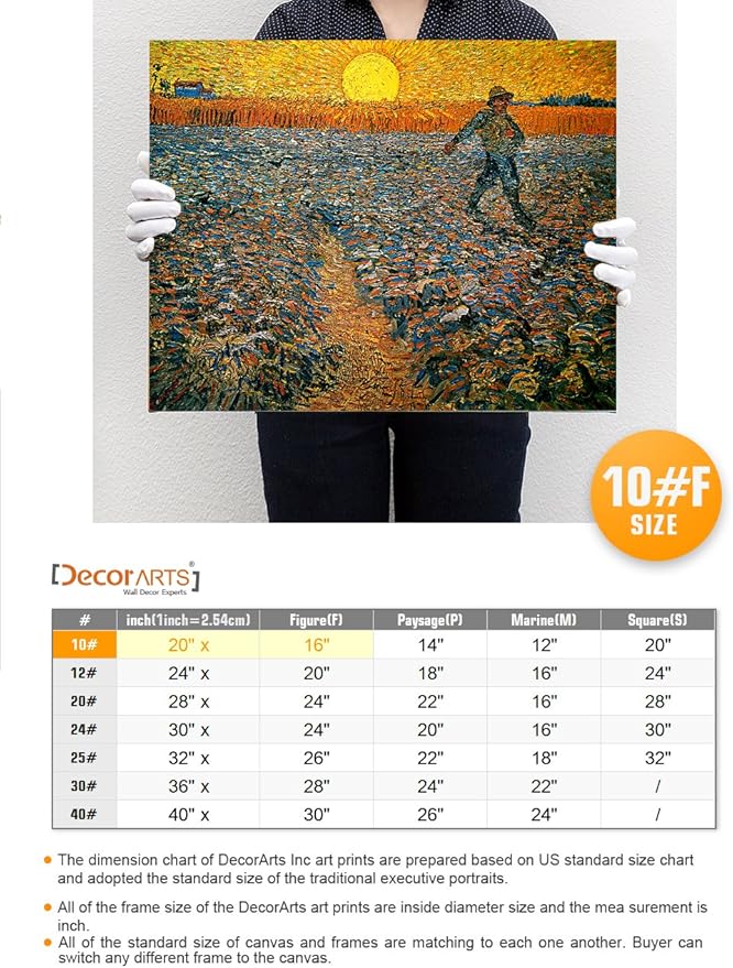DECORARTS - The Sower, Vincent Van Gogh Art Reproduction. Giclee Canvas Prints Wall Art for Home Decor 20x16