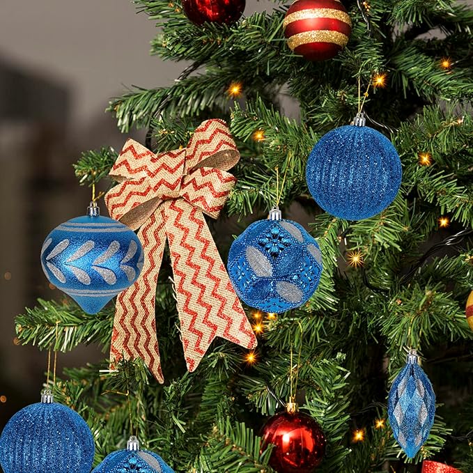 8PCS 4" Christmas Ball Ornaments Shatterproof Blue Christmas Tree Decorations Xmas Tree Balls Halloween Ornaments Décor