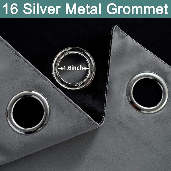 Yakamok Total Blackout Extra Wide Patio Sliding Door Curtains, Grommet Thermal Insulated Blind Curtains, Sliding Glass Door Panel for Living Room/Space Room Divider, Grey, W100 x L96, 1 Panel