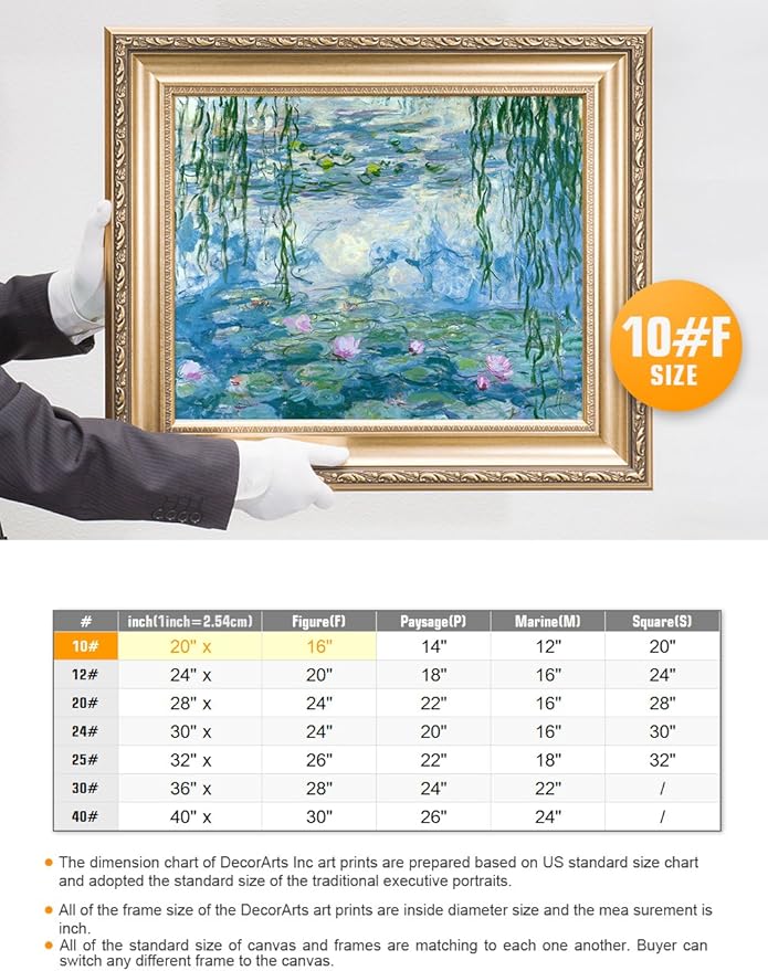 DECORARTS - Water Lilies 1916-1919, Claude Monet Art Reproduction. Giclee Print& Museum Quality Framed Art for Wall Decor.