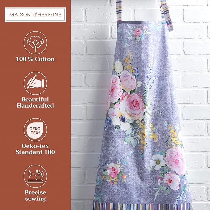 Maison d' Hermine 100% Cotton Apron for women with Pocket Kitchen Chef Apron for Men Cooking Gardening Server Waitress