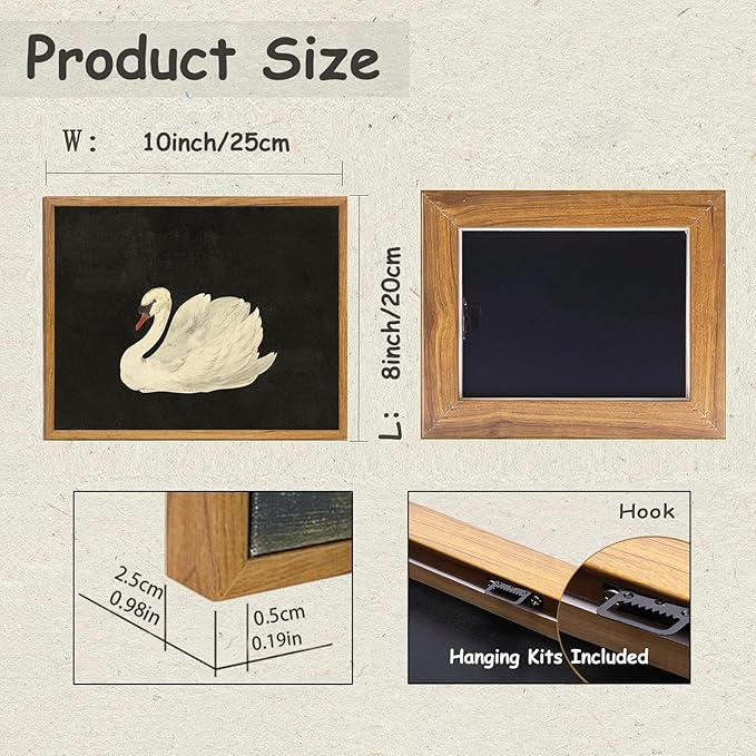 KBKBART Framed Wall Art for Living Room, Swan Art Canvas Prints, Vintage Home Decor, Animal Oil Painting Picture, Bathroom Wall Decor Gifts for Friends or Family(8"x10")