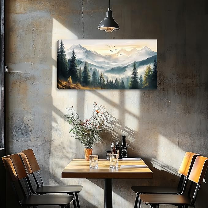 Large Abstract Landscape Wall Art Tree Mountain Art Prints Canvas Wall Decor Poster Pictures Framed Artwork Decor for Living Room for Bedroom Home Office Decorations 48L x 24W