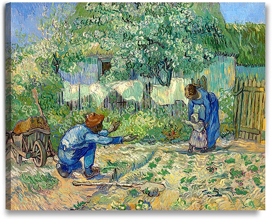 DECORARTS - First Steps, after Millet. Vincent Van Gogh Art Reproduction. Giclee Print on Canvas. Wall Art for Home. 40x32