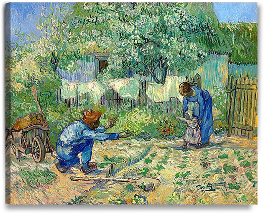DECORARTS - First Steps, after Millet. Vincent Van Gogh Art Reproduction. Giclee Print on Canvas. Wall Art for Home. 40x32