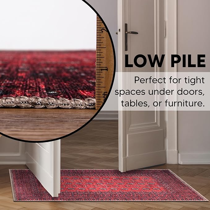 Keen Home Design 2x3 Rug - Machine Washable Entry Rug with Non-Slip Backing, Ideal for Enteryway, Kitchen, Bathroom, Laundry Room - Vintage, Easy Clean, Durable, Low Pile Rug - (2' x 3')