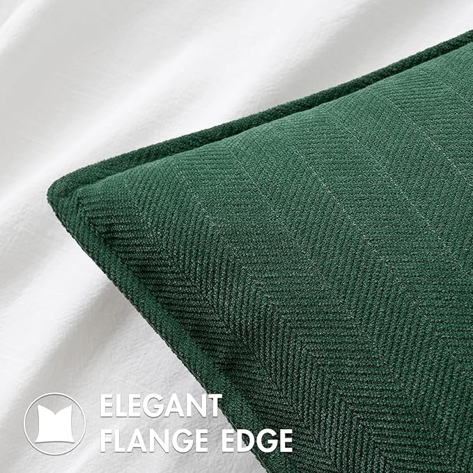 MIULEE Pack of 2 Green Decorative Pillow Covers 24x24 Inch Soft Chenille Luxurious Couch Throw Pillows Farmhouse Cushion Covers Euro Shams with Elegant Design for Sofa Bedroom Living Room Home Decor