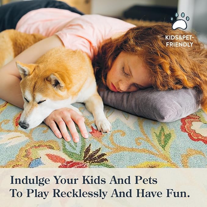 Lahome Floral Extra Long Runner Rugs for Hallways - Runner Rug 2x10 Non-Slip Washable Kitchen Floor Runner Throw Lightweight Indoor Rug, Paisley Print Carpet Runner for Bedroom Foyer Entryway Bathroom