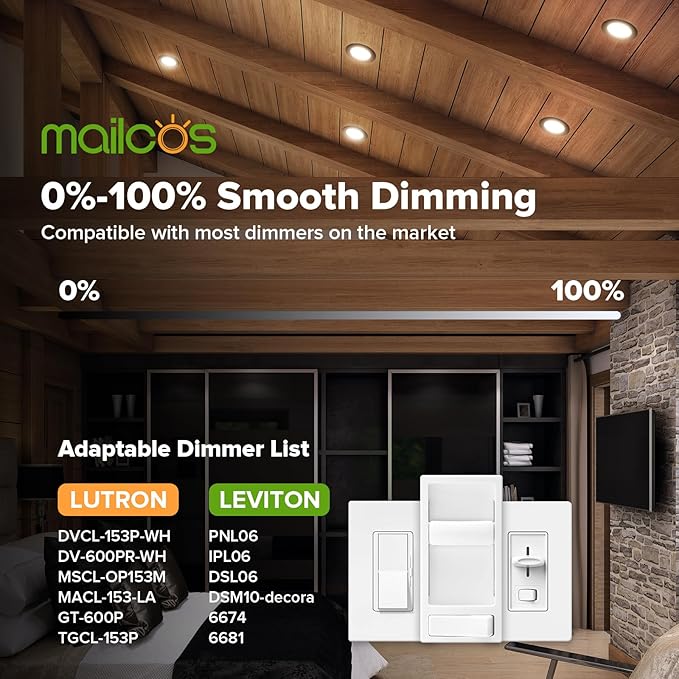 MAILCOS 12 Pack 4 Inch 5CCT Black Ultra-Thin LED Recessed Ceiling Light with Junction Box, 2700K-5000K Selectable, 810LM High Brightness, Dimmable Canless Wafer Downlight, 9W 120V, ETL