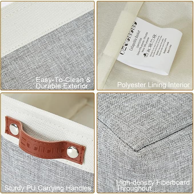 DECOMOMO Small Storage Basket, Closet Storage Bins, Baskets for Organizing Shelves (Grey & White, Small - 6 Pack)