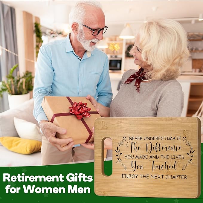 Retirement Gift for Woman,Best Retirement Gifts for Men Women 2025,Bamboo Cutting Board Retired Gifts,Farewell Going Away Goodbye Gifts for Teacher Boss Lady Friends,Coworker Leaving Gifts for Women