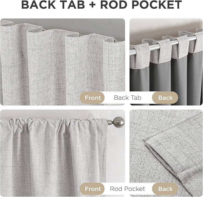 Joydeco Blackout Curtains for Bedroom - 72 Inch Long 100% Light Blocking 2 Panels Set White Drapes, Thermal Insulated Room Darkening Curtains, Linen Textured for Living Room, Rod Pocket & Back Tabs