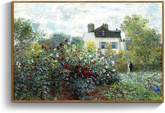 crmotu Framed Canvas Wall Art, Rustic Farmhouse Landscape Art Prints, Cottage Floral Garden Vintage Pictures, Retro Horizontal Wall Paintings for Living Room Bedroom Bathroom Office Gallery 16x24in