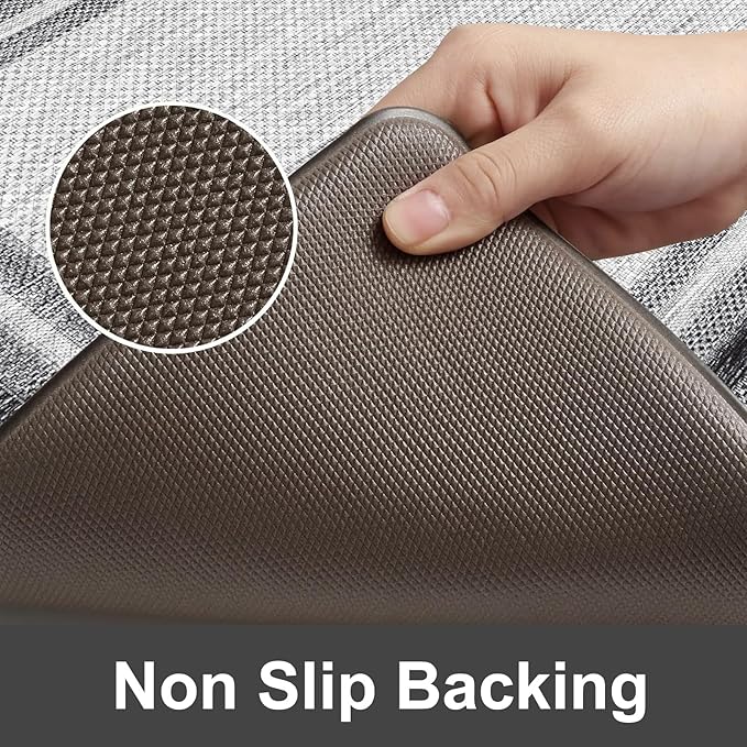 KIMODE Kitchen Mats for Floor Cushioned Anti Fatigue, Farmhouse Kitchen Runner Rug, Non Slip Kitchen Floor Mat, Comfort Padded Standing Desk Mat for Sink Laundry Office Gray 20"x71"