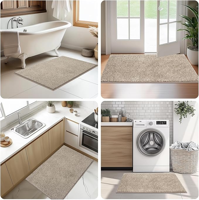 Washable Kitchen Rug 24" x 70" Rectangular, Non Slip Absorbent Indoor Entryway Runner Rug for Floor, Laundry, Bathroom, Bedroom (Roll Packing)