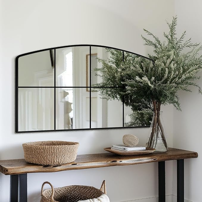 Wall Mirror, Full Length Floor, Window Pane for Living Room Decor, Decorative Wall Art, Large Wall for Bedroom, Hallway, Living Room Arch-38"X24"