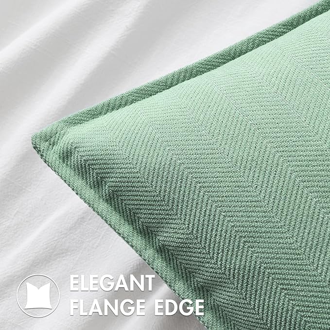 MIULEE Pack of 2 Greyish Green Decorative Pillow Covers 18x18 Inch Soft Chenille Luxurious Couch Throw Pillows Farmhouse Cushion Covers with Elegant Design for Sofa Bedroom Living Room Home Decor