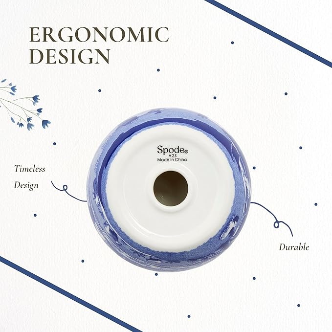 Spode Blue Italian Tealight Holders | Set of 2 Round Tealight Holders | Made of Fine Porcelain | 4 Inch Candle Holders for Home Décor and Housewarming Gift | Dishwasher Safe