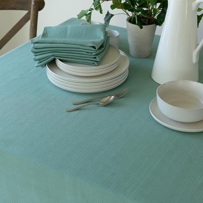Benson Mills Cameron Textured Fabric Table Cloth, for Everyday Home Dining, Parties, Weddings & Spring Holiday Tablecloths (60" x 120" Rectangular, Nile Blue)