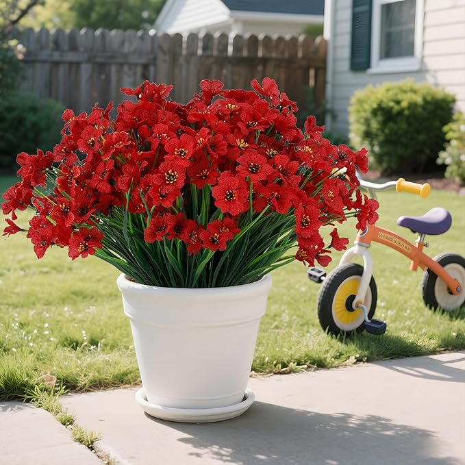 20 Bundles Artificial Flowers for Outdoors or Indoor Garden Home Decoration,No Fade Fake Flowers Faux Plants for Decoration Hanging Planters,Porch Window Box Garden Wedding Farmhouse Fake Plants