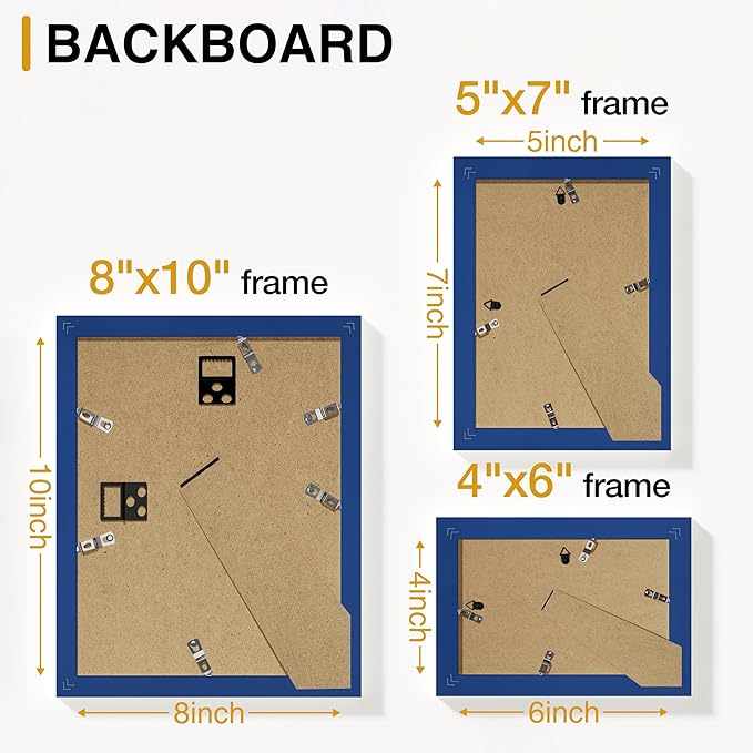 Vittanly 10 Pack Picture Frames Collage Wall Decor, Gallery Frame Set for Wall Mounting or Tabletop Display, Multi Sizes Including 2pcs 8x10, 4pcs 5x7, 4pcs 4x6, Blue