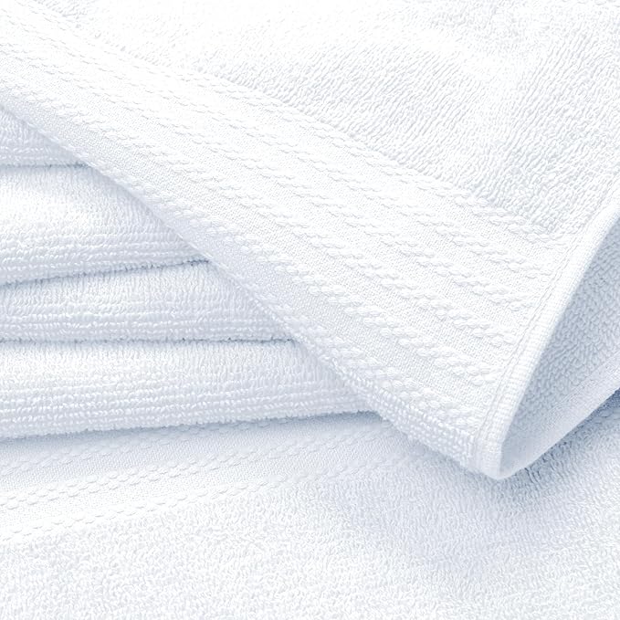 GLAMBURG Ultra Soft 6-Piece Hand Towel Set 16x28-100% Ringspun Cotton - Durable & Highly Absorbent Hand Towels - Ideal for use in Bathroom, Kitchen, Gym, Spa & General Cleaning - White