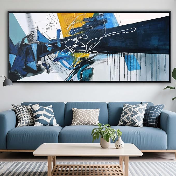 KLAKLA Oversized Artwork 86x39 Inches - Abstract Huge Canvas Picture Wall Decor Living Room Extra Large Wall Art for Walls Bedroom Office Decoration Modern Frame Wall Art