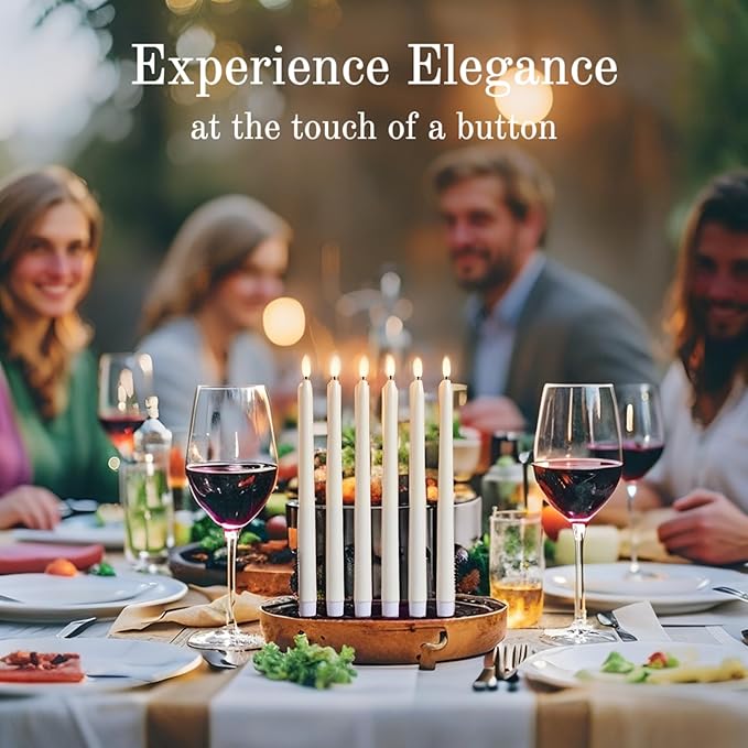 VENTA Set of 6 Flameless Taper Candles with Remote | 14-Inch Ivory LED Candlesticks with Timer | Realistic Flickering Light for Wedding Centerpieces, Dinner Table & Home Decor